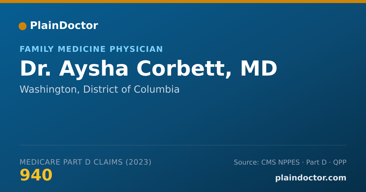 Shareable card for Aysha Corbett, MD - Family Medicine Physician, Washington, DC