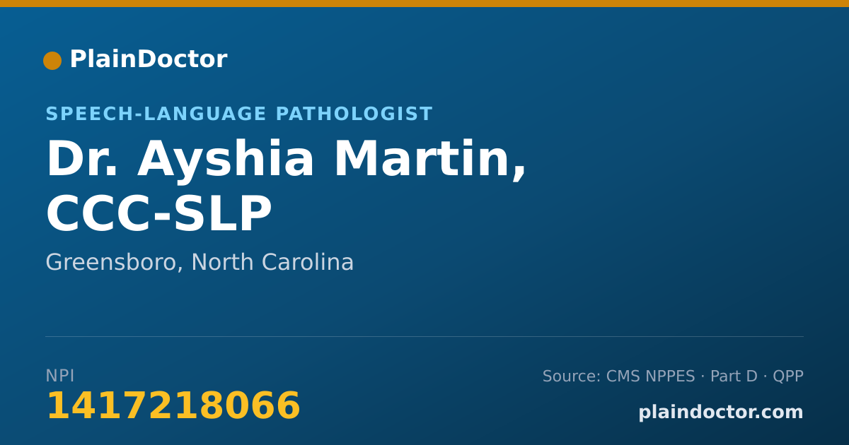 Shareable card for Ayshia Martin, CCC-SLP - Speech-Language Pathologist, Greensboro, NC