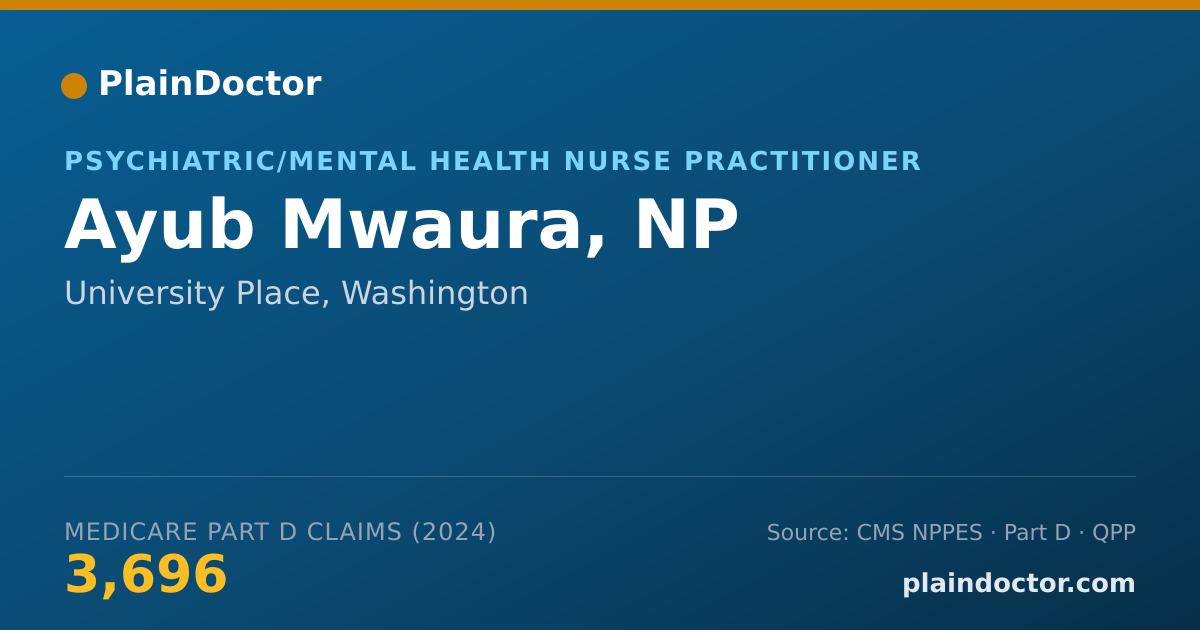 Shareable card for Ayub Mwaura, NP - Psychiatric/Mental Health Nurse Practitioner, University Place, WA