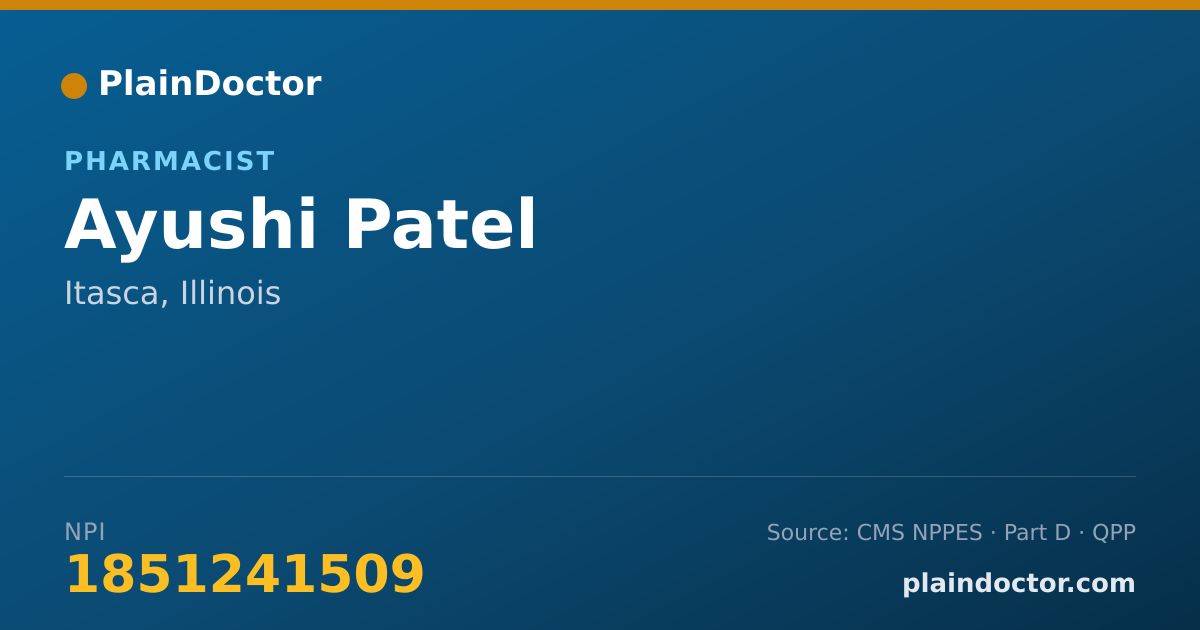 Shareable card for Ayushi Patel - Pharmacist, Itasca, IL