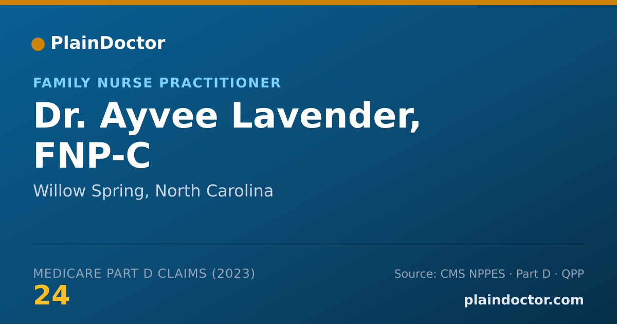 Shareable card for Ayvee Lavender, FNP-C - Family Nurse Practitioner, Willow Spring, NC