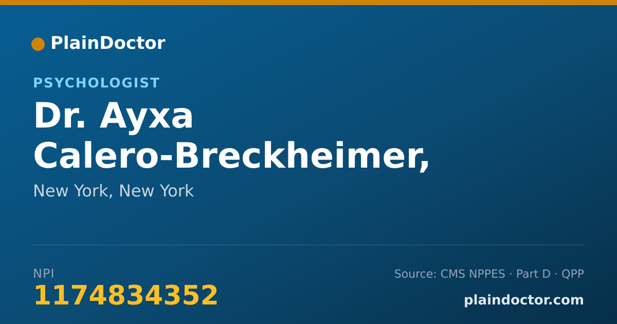 Shareable card for Ayxa Calero-Breckheimer, PHD - Psychologist, New York, NY