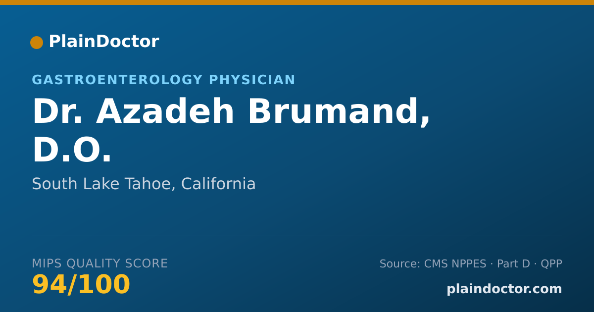 Shareable card for Azadeh Brumand, D.O. - Gastroenterology Physician, South Lake Tahoe, CA