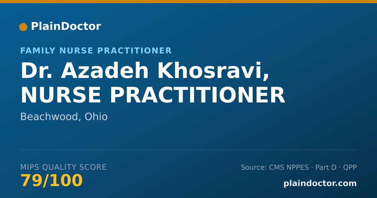 Shareable card for Azadeh Khosravi, NURSE PRACTITIONER - Family Nurse Practitioner, Beachwood, OH