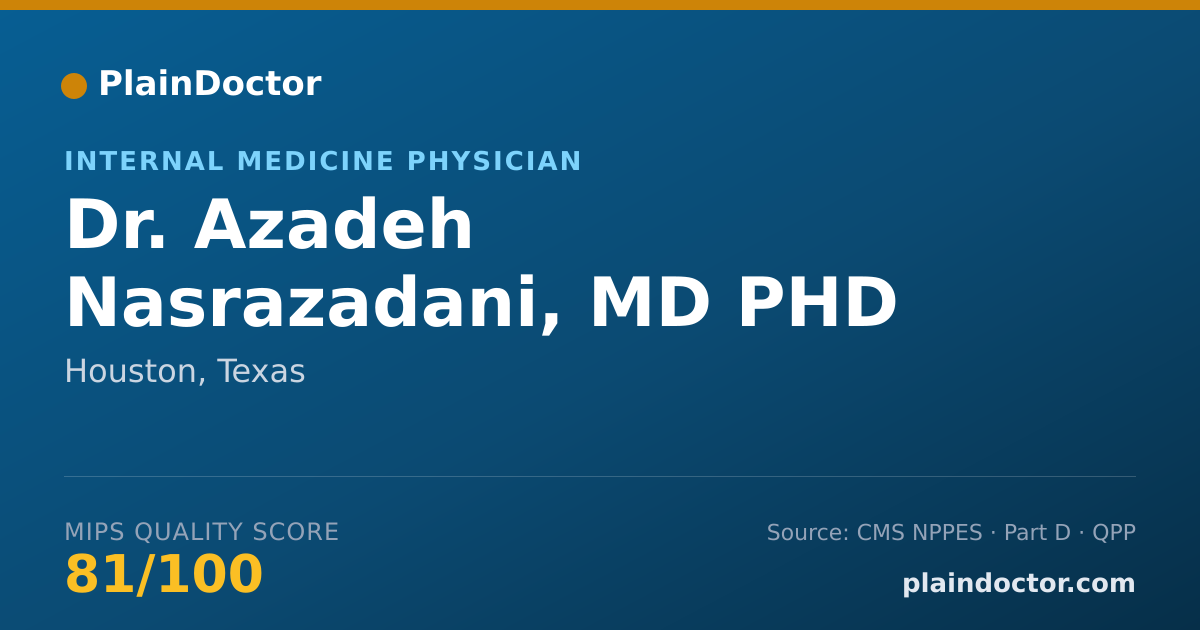 Shareable card for Azadeh Nasrazadani, MD PHD - Internal Medicine Physician, Houston, TX