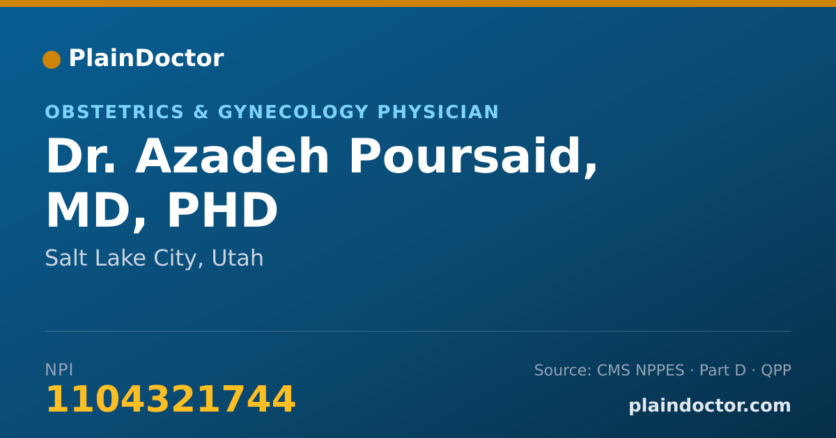 Shareable card for Azadeh Poursaid, MD, PHD - Obstetrics & Gynecology Physician, Salt Lake City, UT