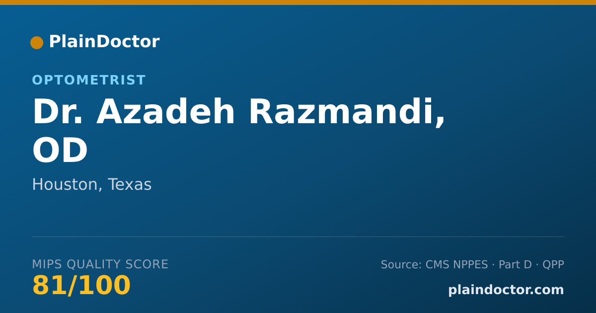 Shareable card for Azadeh Razmandi, OD - Optometrist, Houston, TX