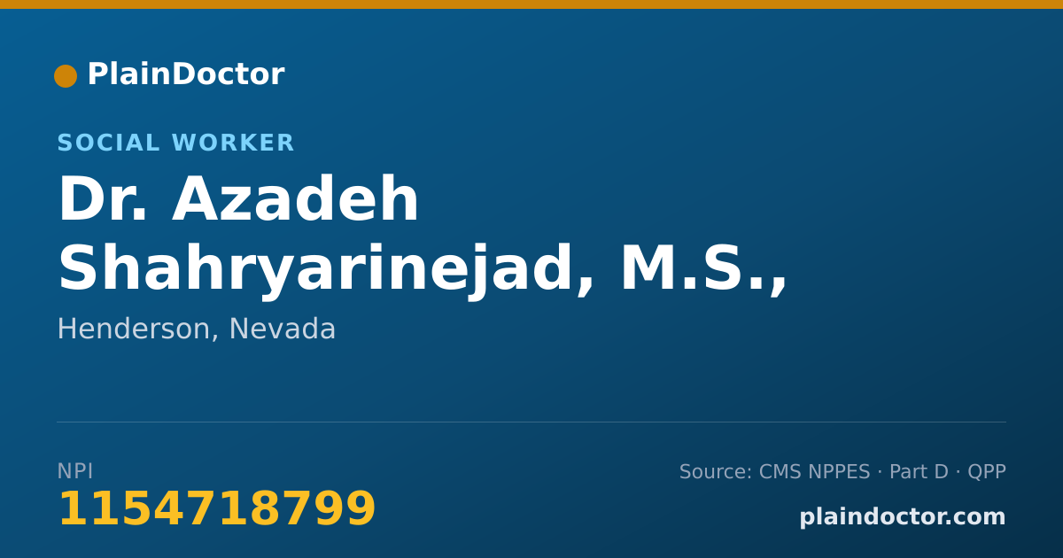 Shareable card for Azadeh Shahryarinejad, M.S., LMFT, M.S., LM - Social Worker, Henderson, NV