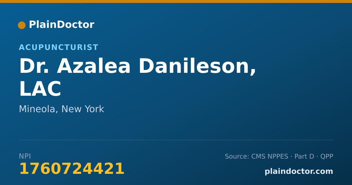 Shareable card for Azalea Danileson, LAC - Acupuncturist, Mineola, NY
