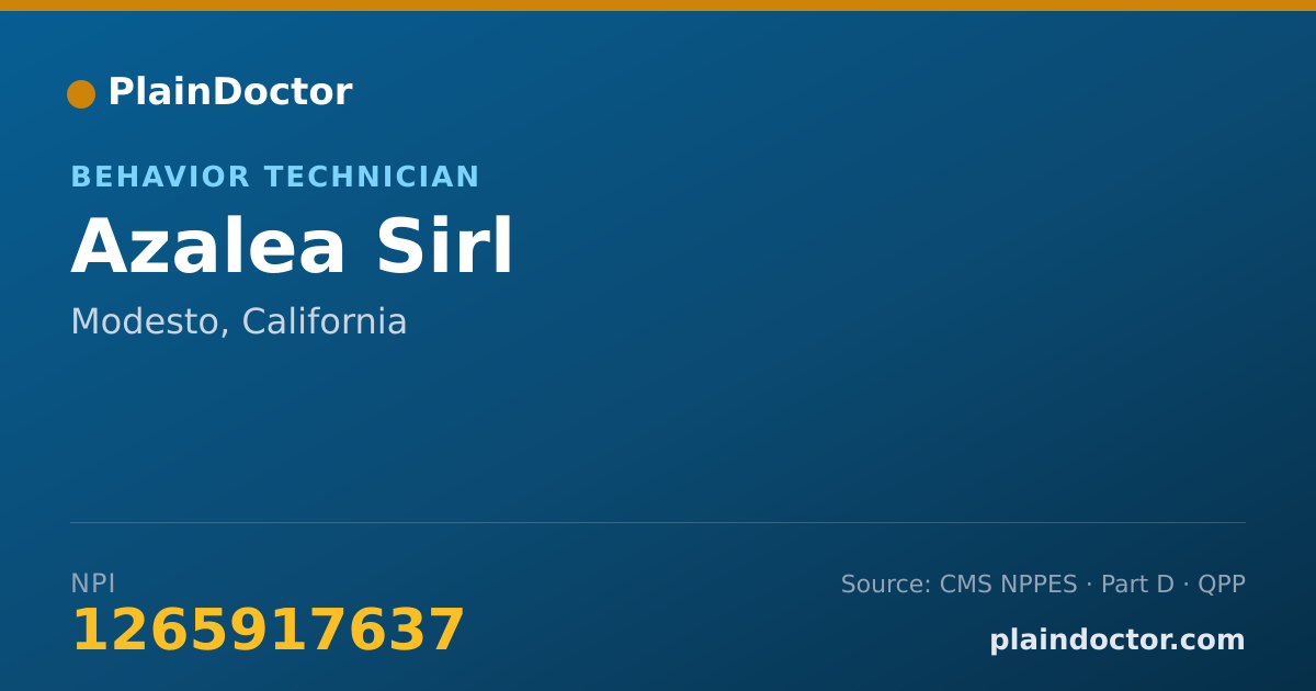 Shareable card for Azalea Sirl - Behavior Technician, Modesto, CA