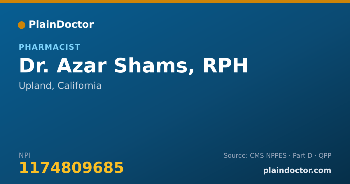 Shareable card for Azar Shams, RPH - Pharmacist, Upland, CA