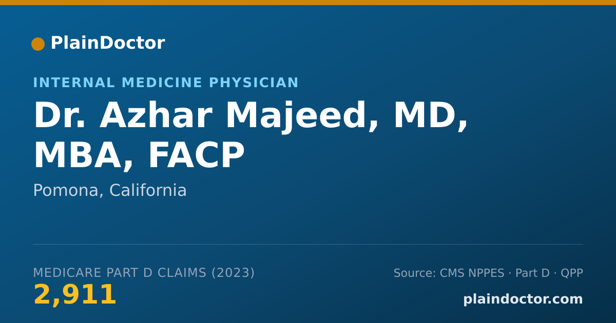 Shareable card for Azhar Majeed, MD, MBA, FACP - Internal Medicine Physician, Pomona, CA