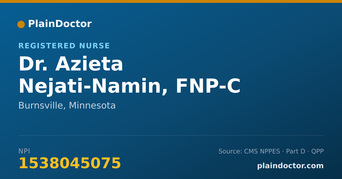 Shareable card for Azieta Nejati-Namin, FNP-C - Registered Nurse, Burnsville, MN