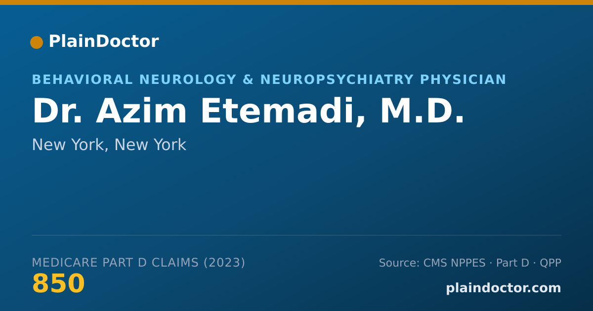 Shareable card for Azim Etemadi, M.D. - Behavioral Neurology & Neuropsychiatry Physician, New York, NY