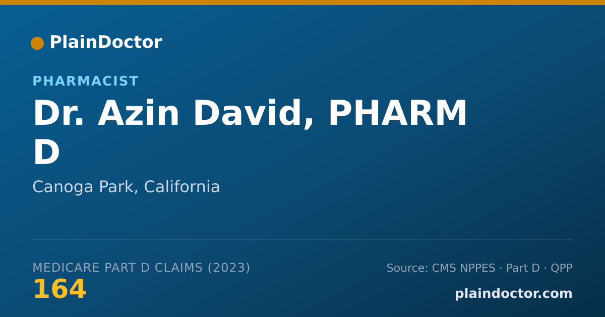 Shareable card for Azin David, PHARM D - Pharmacist, Canoga Park, CA