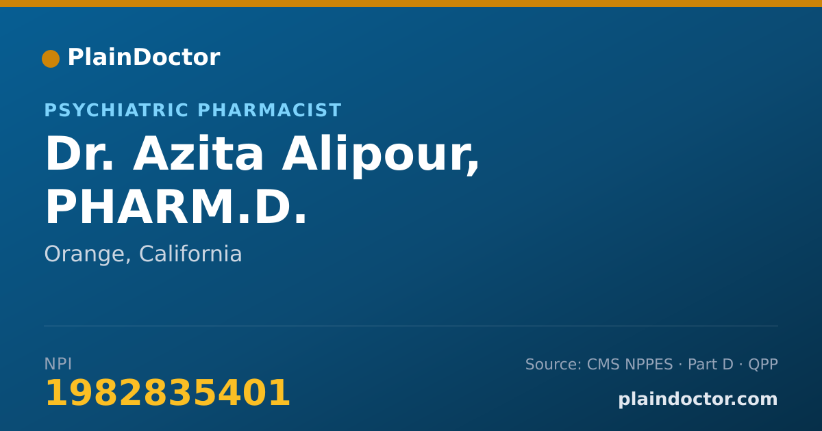 Shareable card for Azita Alipour, PHARM.D. - Psychiatric Pharmacist, Orange, CA