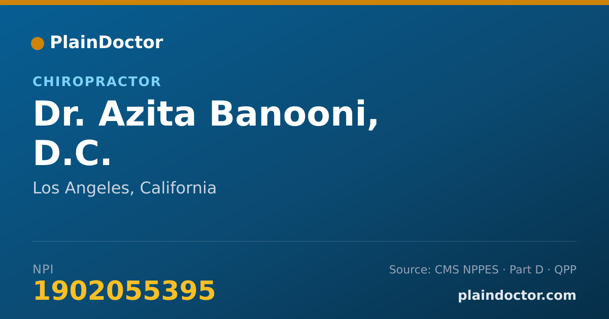 Shareable card for Azita Banooni, D.C. - Chiropractor, Los Angeles, CA
