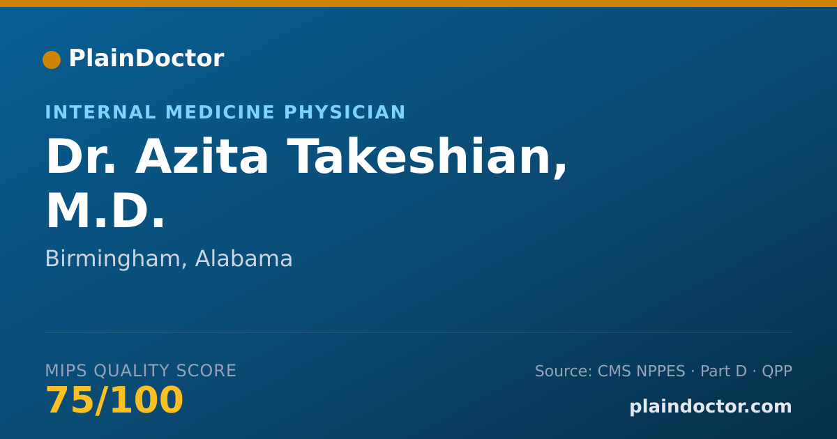 Shareable card for Azita Takeshian, M.D. - Internal Medicine Physician, Birmingham, AL
