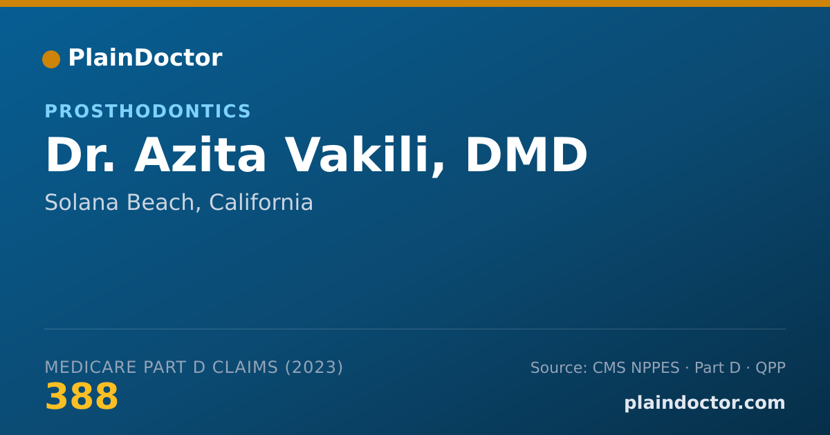 Shareable card for Azita Vakili, DMD - Prosthodontics, Solana Beach, CA