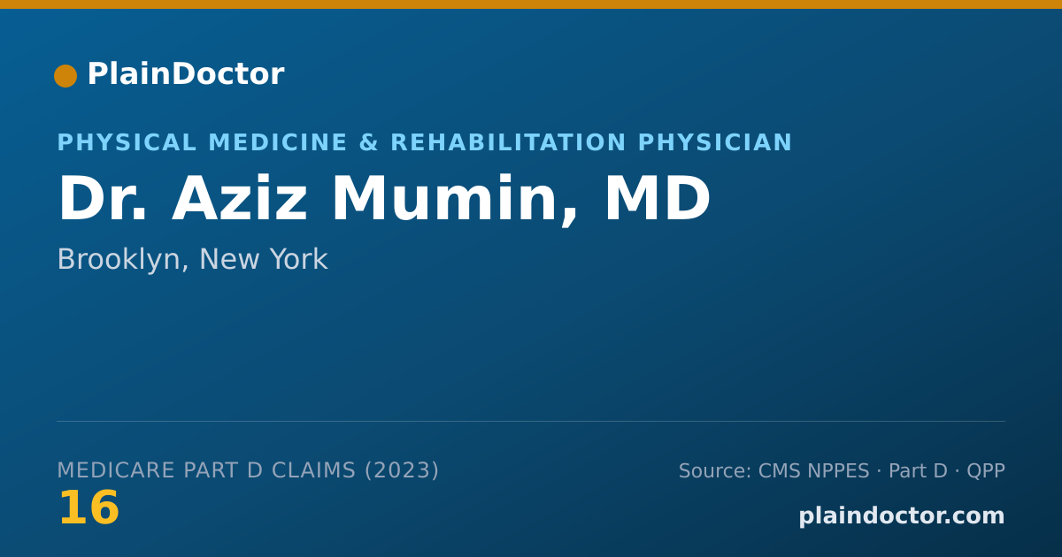 Shareable card for Aziz Mumin, MD - Physical Medicine & Rehabilitation Physician, Brooklyn, NY