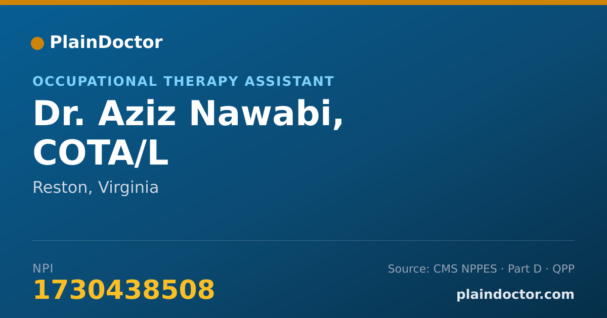 Shareable card for Aziz Nawabi, COTA/L - Occupational Therapy Assistant, Reston, VA