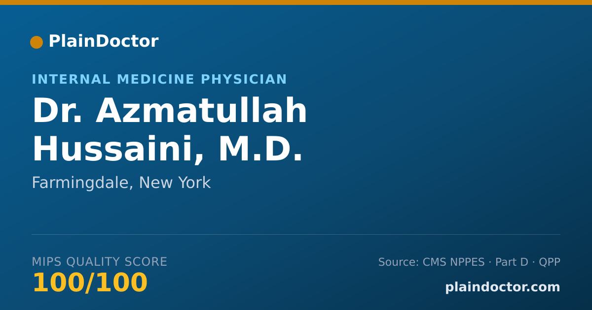 Shareable card for Azmatullah Hussaini, M.D. - Internal Medicine Physician, Farmingdale, NY