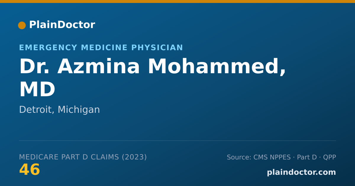 Shareable card for Azmina Mohammed, MD - Emergency Medicine Physician, Detroit, MI