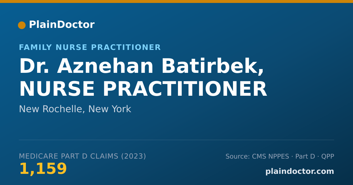 Shareable card for Aznehan Batirbek, NURSE PRACTITIONER - Family Nurse Practitioner, New Rochelle, NY