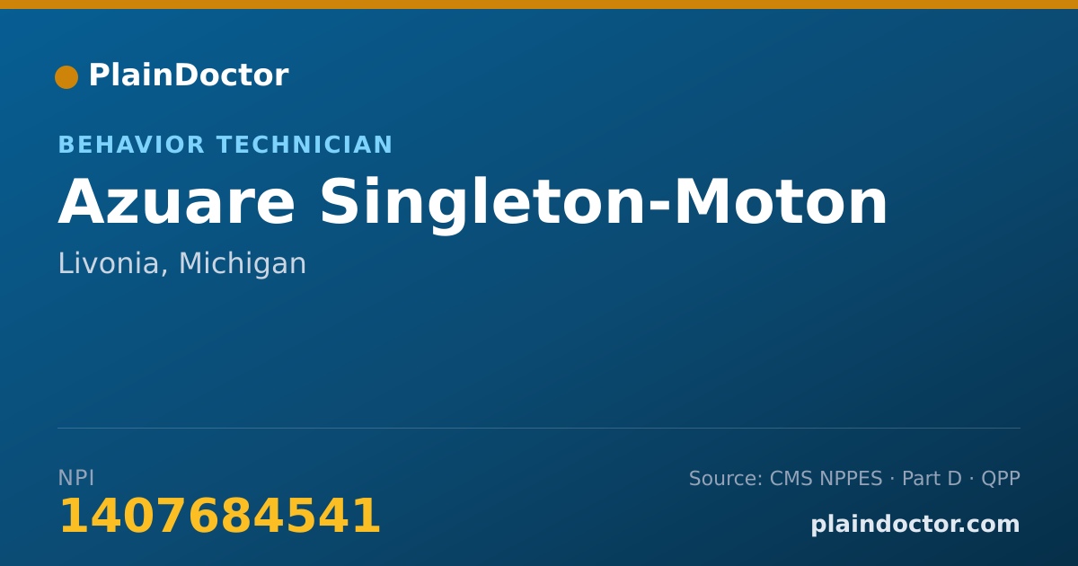 Shareable card for Azuare Singleton-Moton - Behavior Technician, Livonia, MI