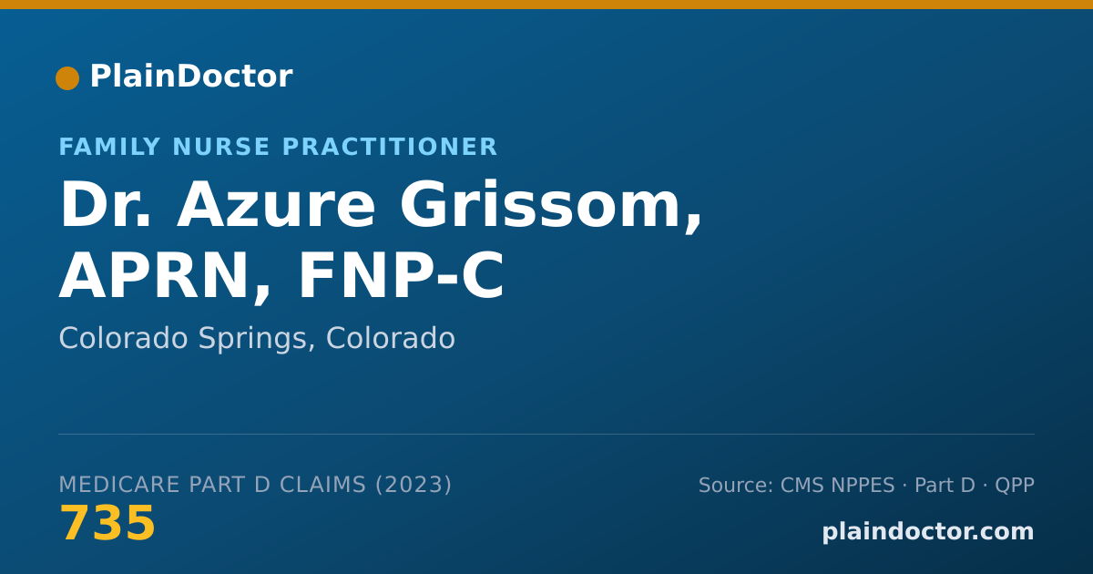 Shareable card for Azure Grissom, APRN, FNP-C - Family Nurse Practitioner, Colorado Springs, CO