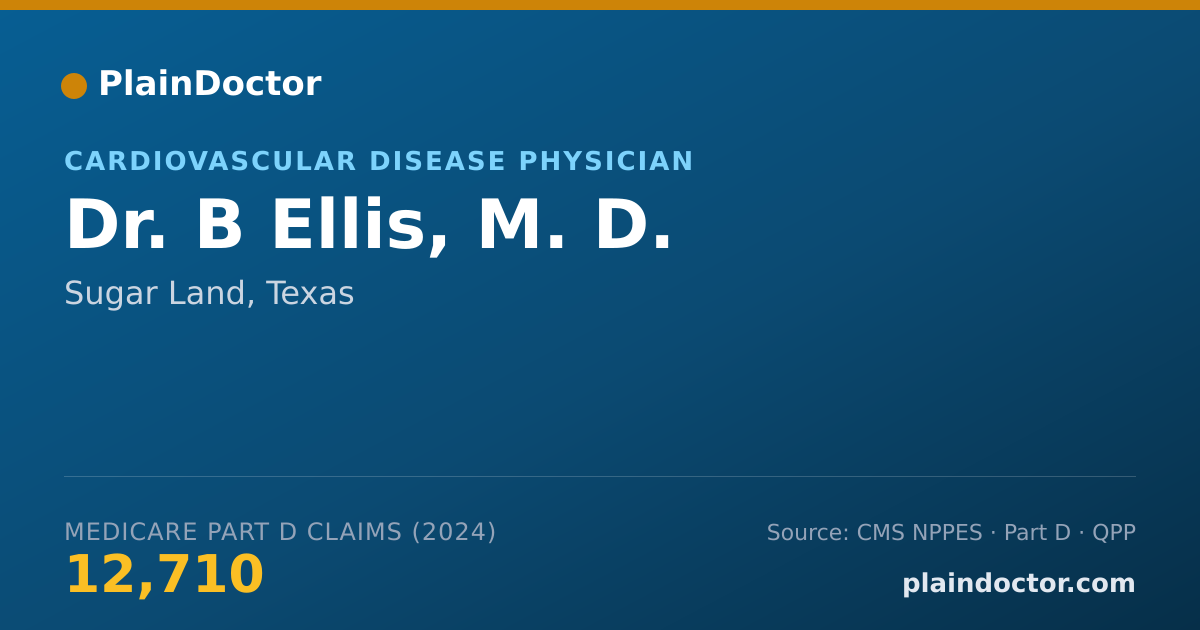 Shareable card for B Ellis, M. D. - Cardiovascular Disease Physician, Sugar Land, TX