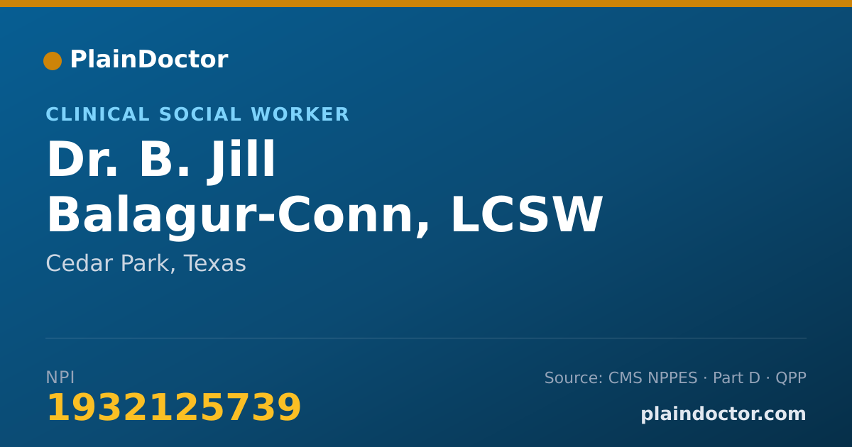 Shareable card for B. Jill Balagur-Conn, LCSW - Clinical Social Worker, Cedar Park, TX