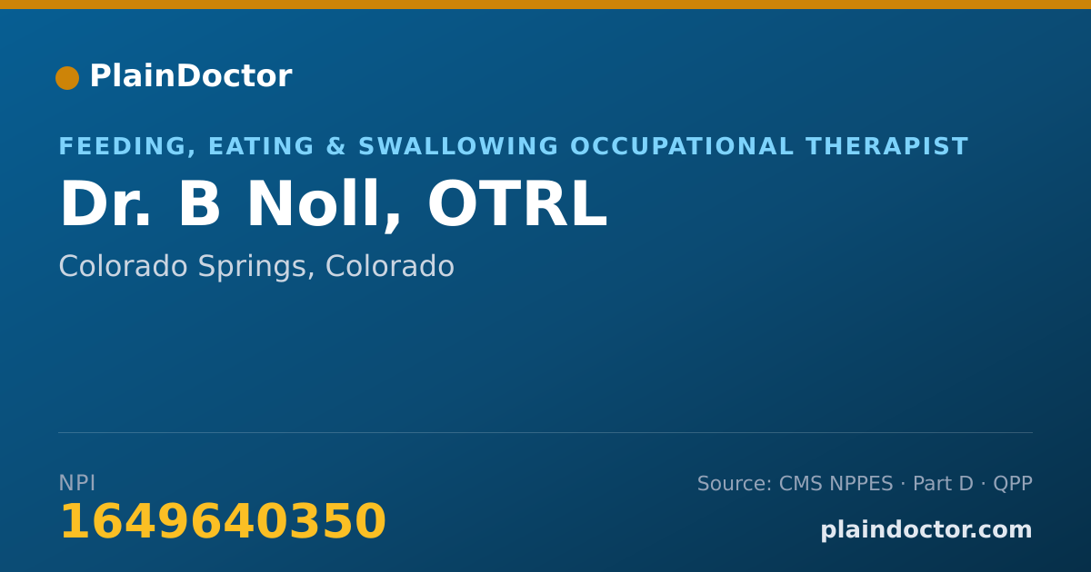 Shareable card for B Noll, OTRL - Feeding, Eating & Swallowing Occupational Therapist, Colorado Springs, CO