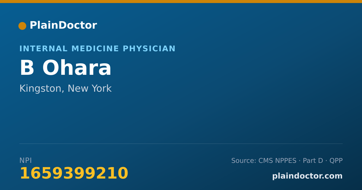 Shareable card for B Ohara - Internal Medicine Physician, Kingston, NY