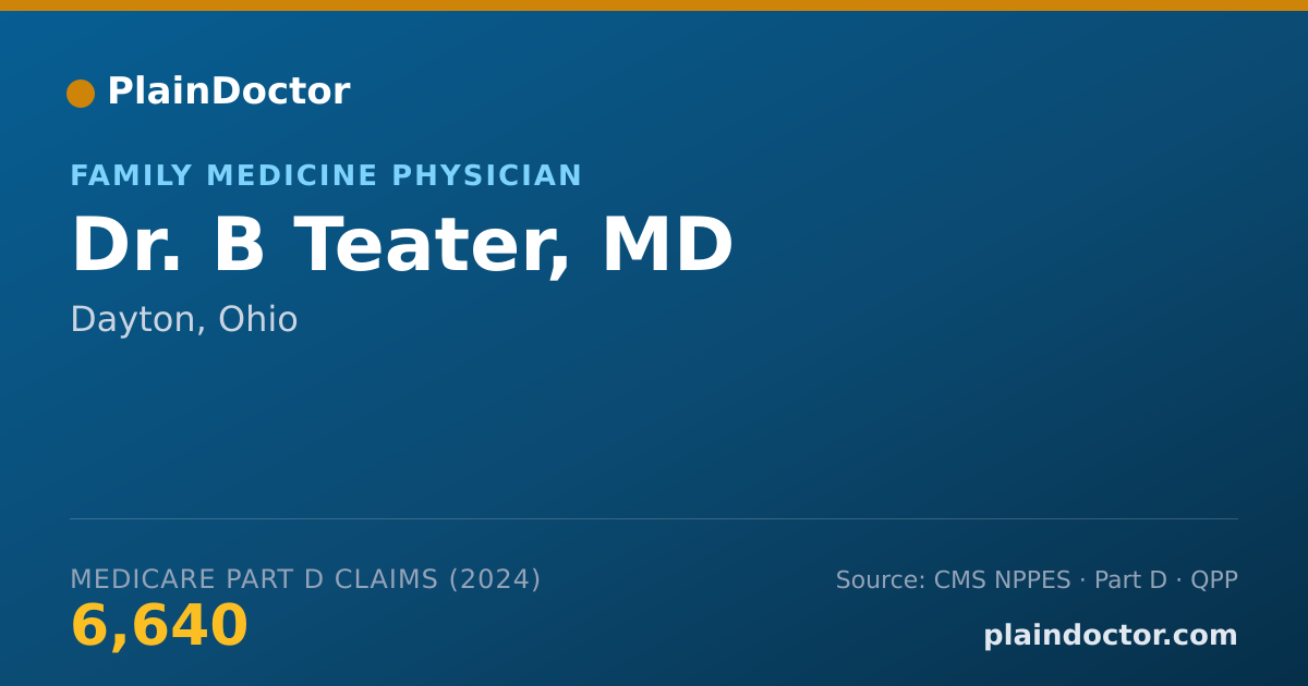 Shareable card for B Teater, MD - Family Medicine Physician, Dayton, OH