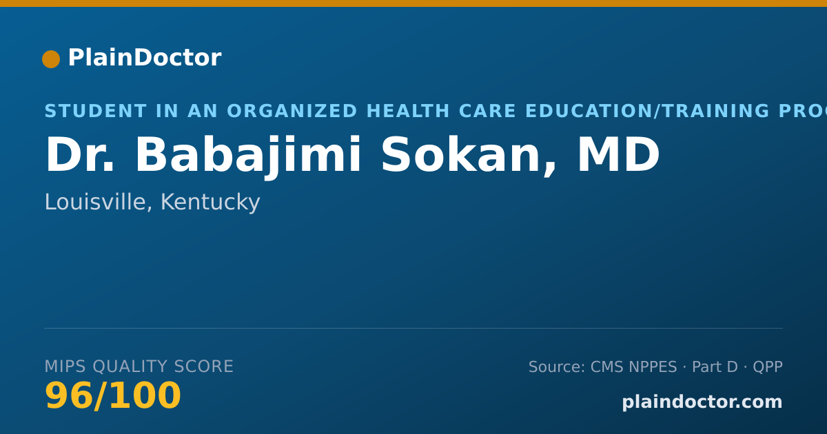Shareable card for Babajimi Sokan, MD - Student in an Organized Health Care Education/Training Program, Louisville, KY
