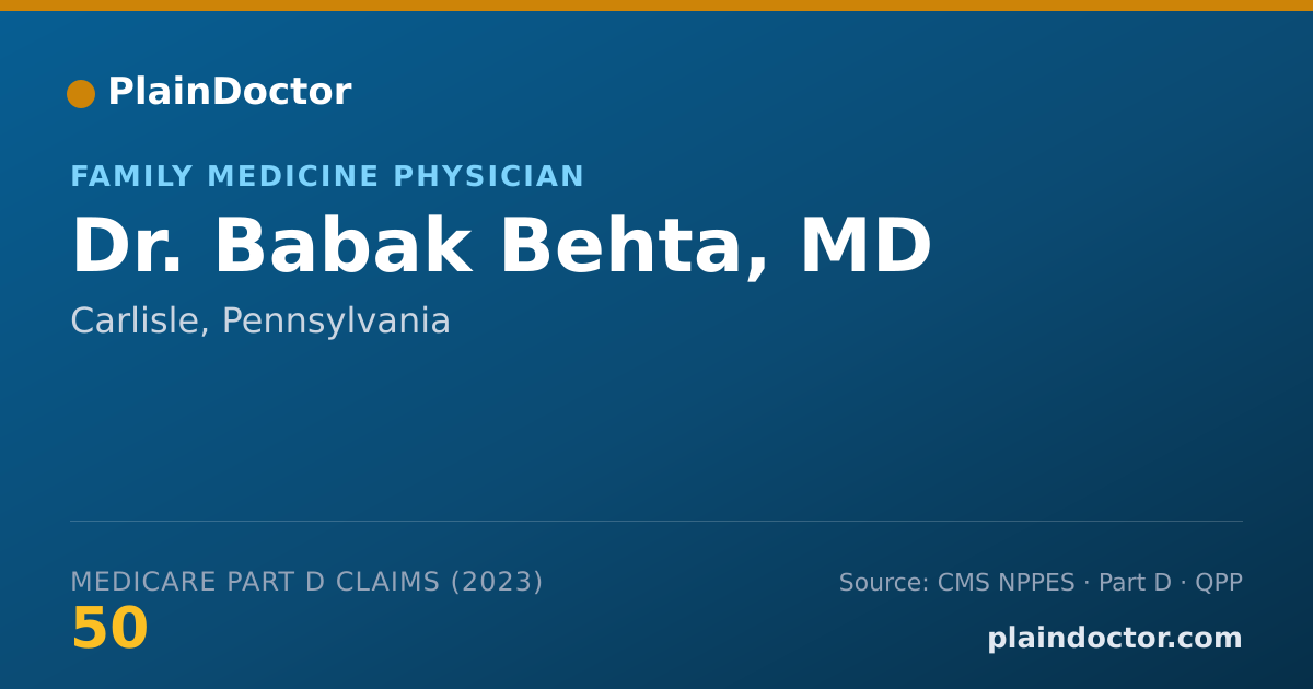 Shareable card for Babak Behta, MD - Family Medicine Physician, Carlisle, PA