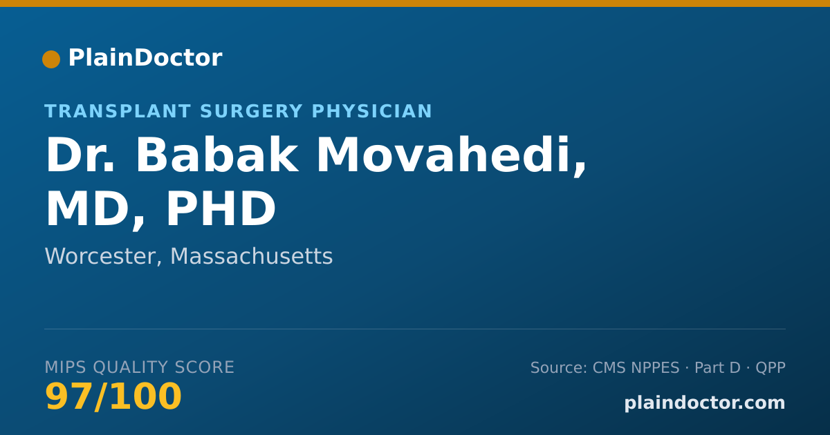Shareable card for Babak Movahedi, MD, PHD - Transplant Surgery Physician, Worcester, MA