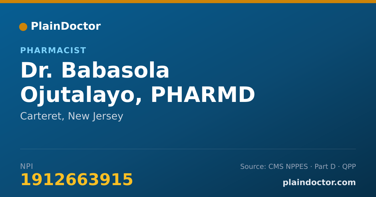 Shareable card for Babasola Ojutalayo, PHARMD - Pharmacist, Carteret, NJ