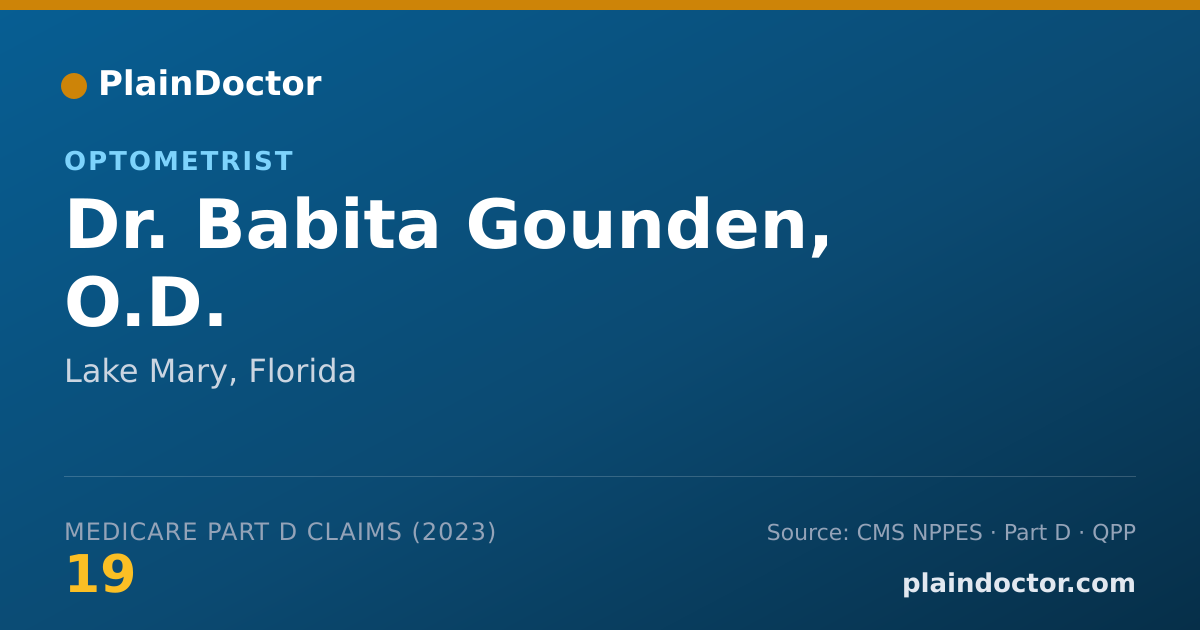 Shareable card for Babita Gounden, O.D. - Optometrist, Lake Mary, FL