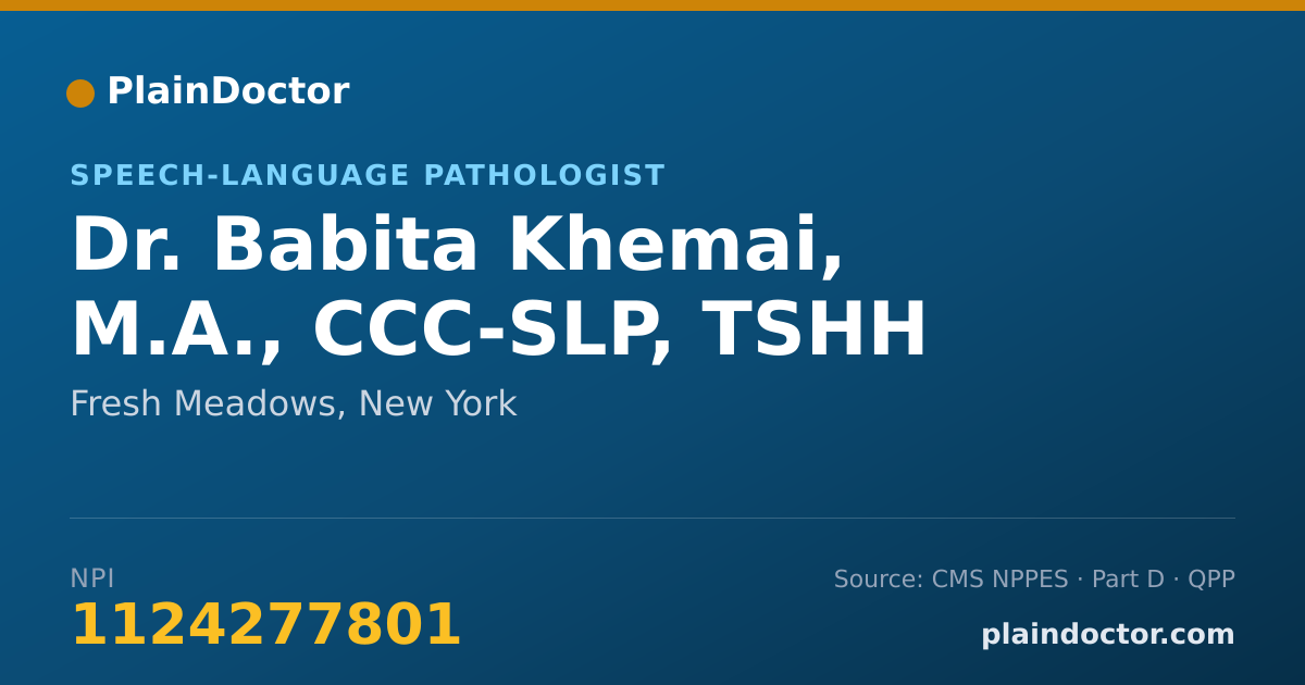 Shareable card for Babita Khemai, M.A., CCC-SLP, TSHH - Speech-Language Pathologist, Fresh Meadows, NY