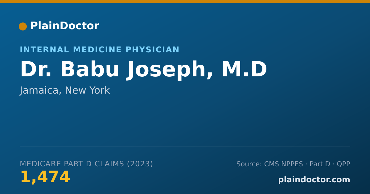 Shareable card for Babu Joseph, M.D - Internal Medicine Physician, Jamaica, NY