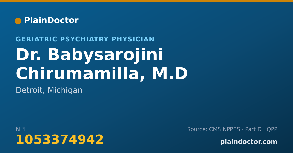 Shareable card for Babysarojini Chirumamilla, M.D - Geriatric Psychiatry Physician, Detroit, MI