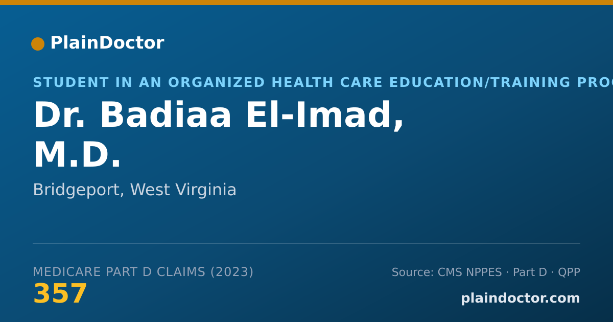 Shareable card for Badiaa El-Imad, M.D. - Student in an Organized Health Care Education/Training Program, Bridgeport, WV