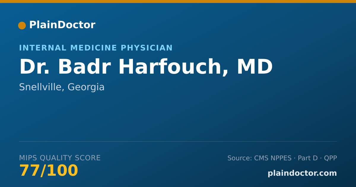 Shareable card for Badr Harfouch, MD - Cardiovascular Disease Physician, Snellville, GA