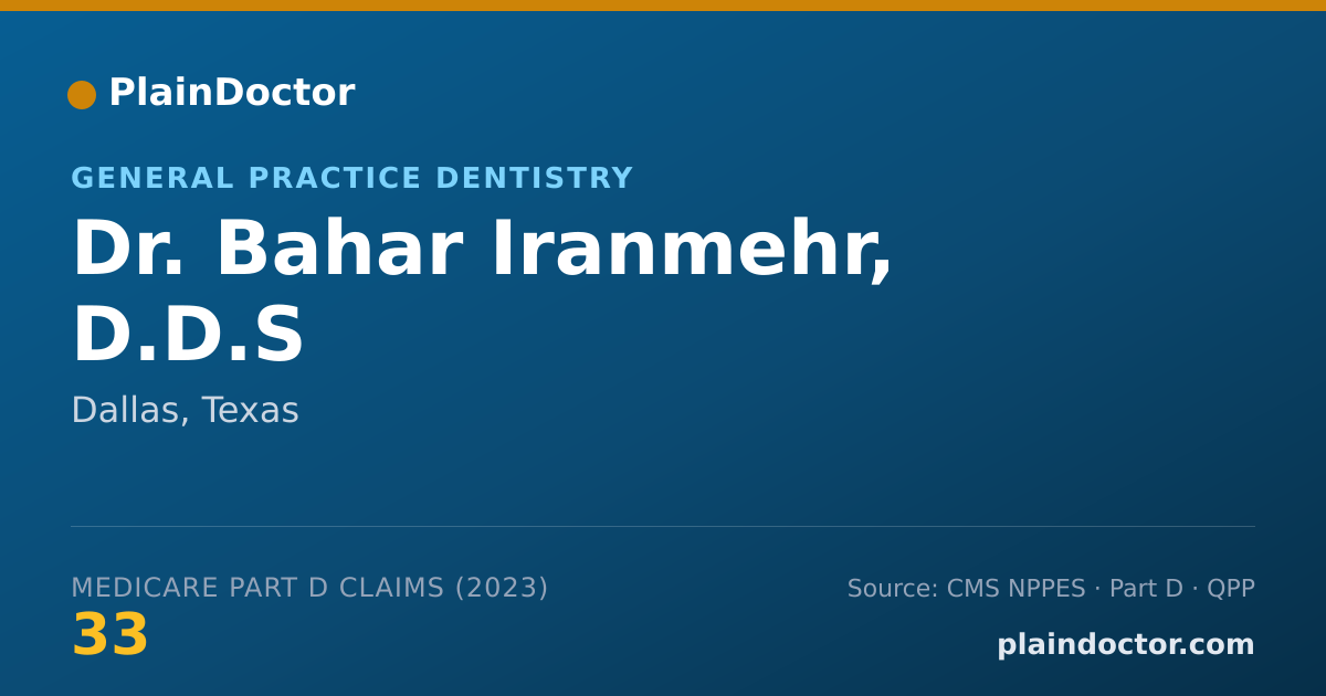 Shareable card for Bahar Iranmehr, D.D.S - General Practice Dentistry, Dallas, TX