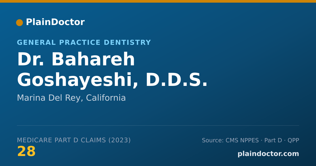 Shareable card for Bahareh Goshayeshi, D.D.S. - General Practice Dentistry, Marina Del Rey, CA