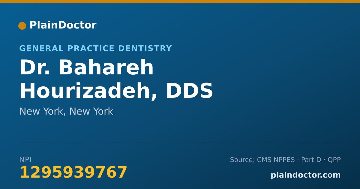 Shareable card for Bahareh Hourizadeh, DDS - General Practice Dentistry, New York, NY