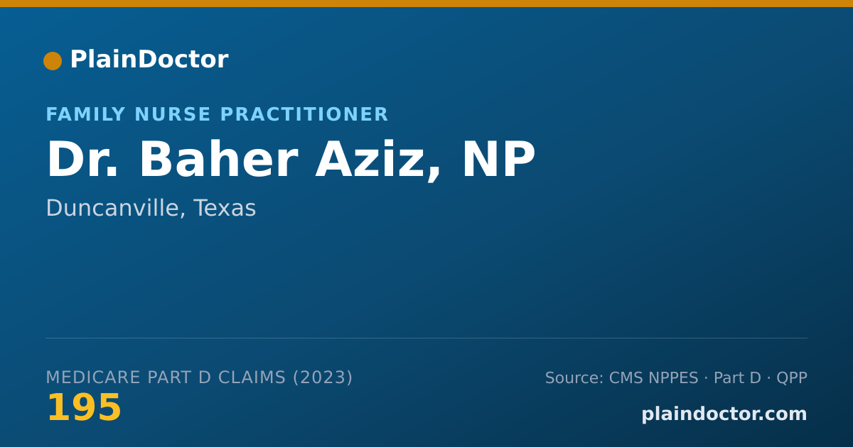 Shareable card for Baher Aziz, NP - Family Nurse Practitioner, Duncanville, TX