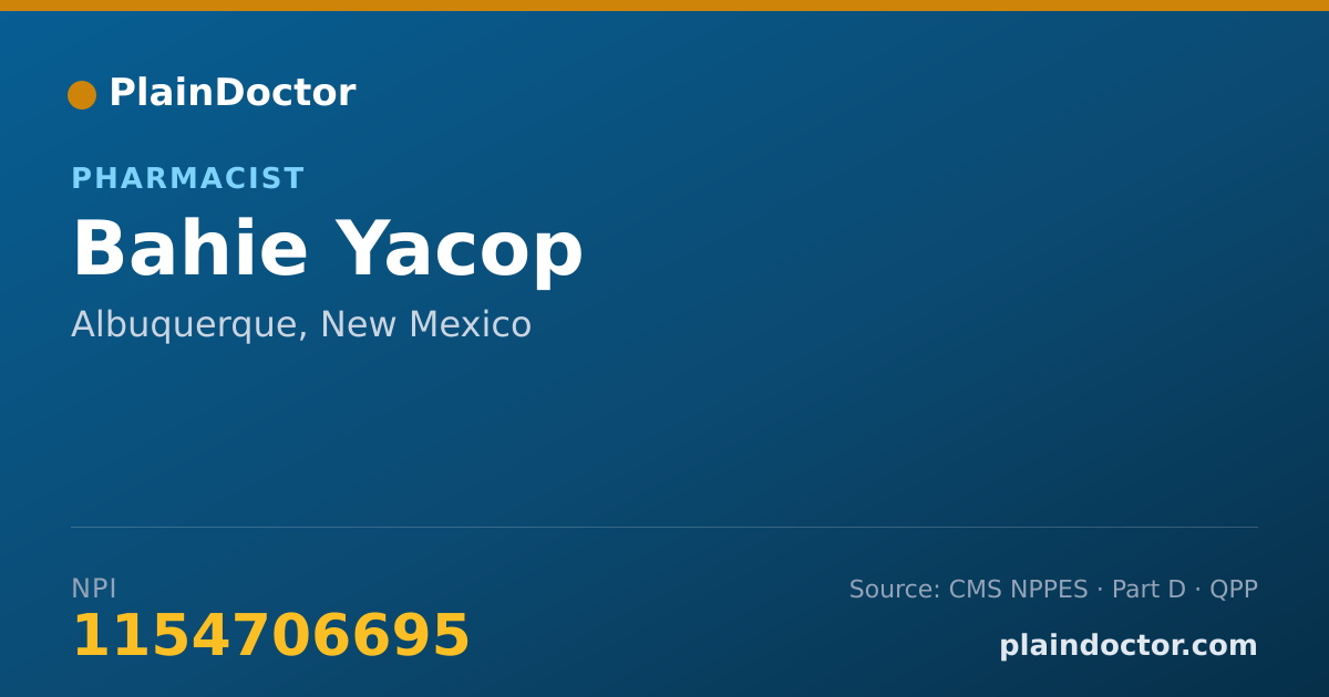 Shareable card for Bahie Yacop - Pharmacist, Albuquerque, NM